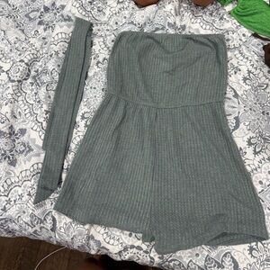 Green Strapless Romper